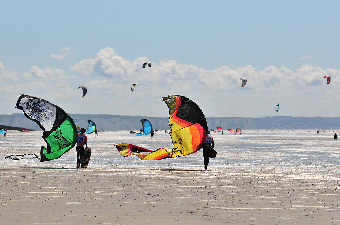 Kitesurf On The Beach, Cayeux-Sur-Mer, Bay Of Somme, Somme (80), France
