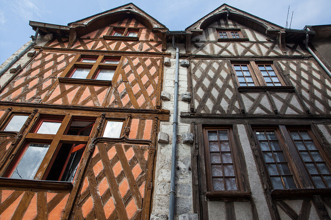 Half-Timbered Houses, The Street Rue Pardessus, Blois, Loir-Et-Cher (41), France