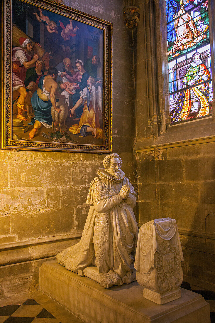 The Tomb Of Marechal De Montigny (1554-1617), Chapel Of Baptismal Fonts, Cathedral Saint-Etienne In Bourges, A Gem Of Gothic Architecture Listed As A World Heritage Site By Unesco, Cher, France