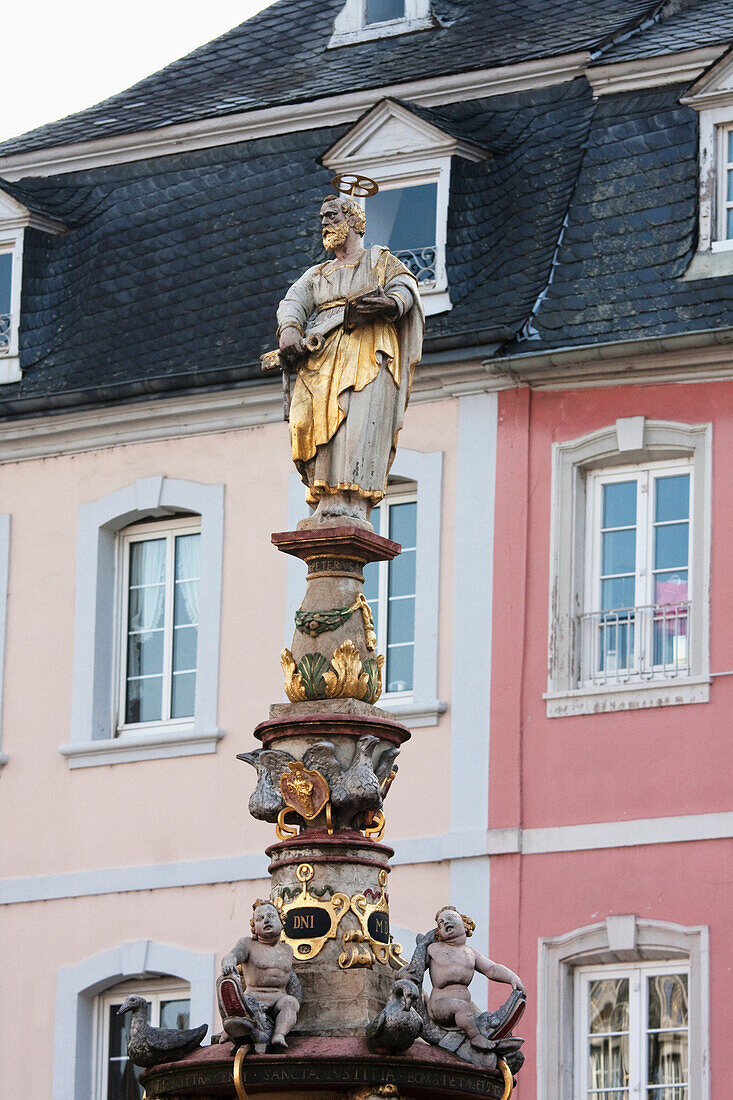 Petrusbrunnen (St. Peter's Fountain) On Hauptmarkt (Main Market) Square, Trier, Rhineland-Palatinate, Germany
