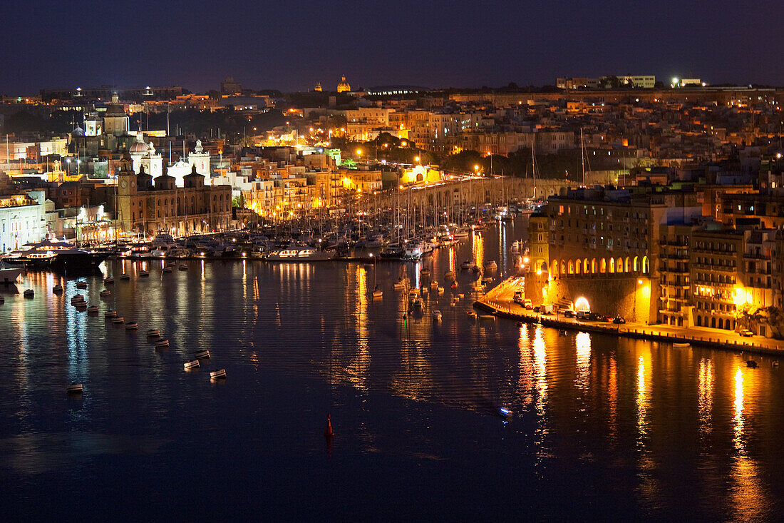 Yacht Marina At Night, Vittoriosa (Birgu), Malta