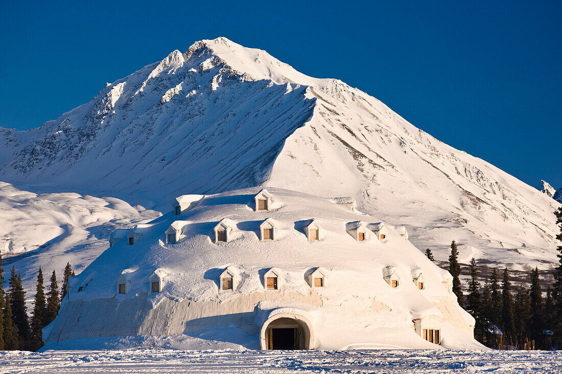 View Of Igloo City, A Uniquely Alaskan Architectural Icon Located Along The George Parks Highway Near Broad Pass, Southcentral Alaska, Winter