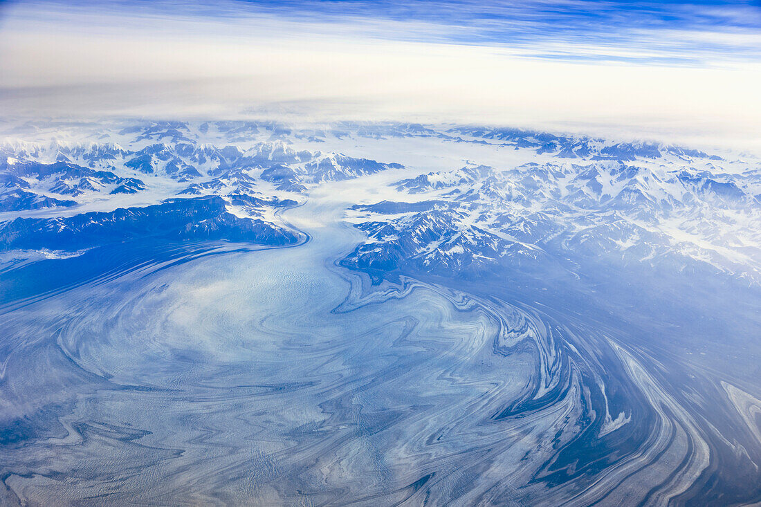 Aerial A Glacier North Of Juneau, Southeast Alaska, Summer