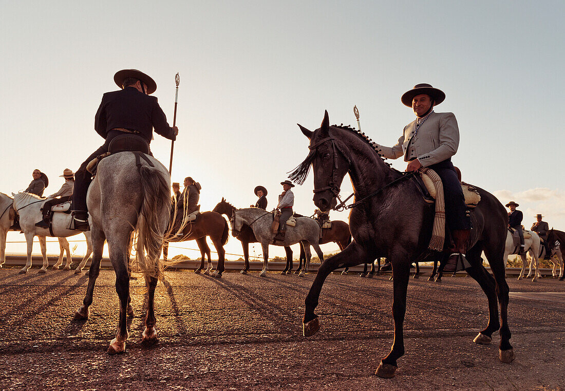 'Cowboys on horses; tarifa cadiz andalusia spain'