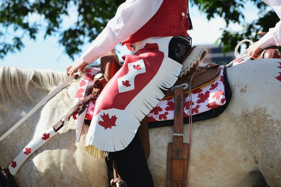 'Horseback Rider In Calgary Stampede Parade;Calgary Alberta Canada'