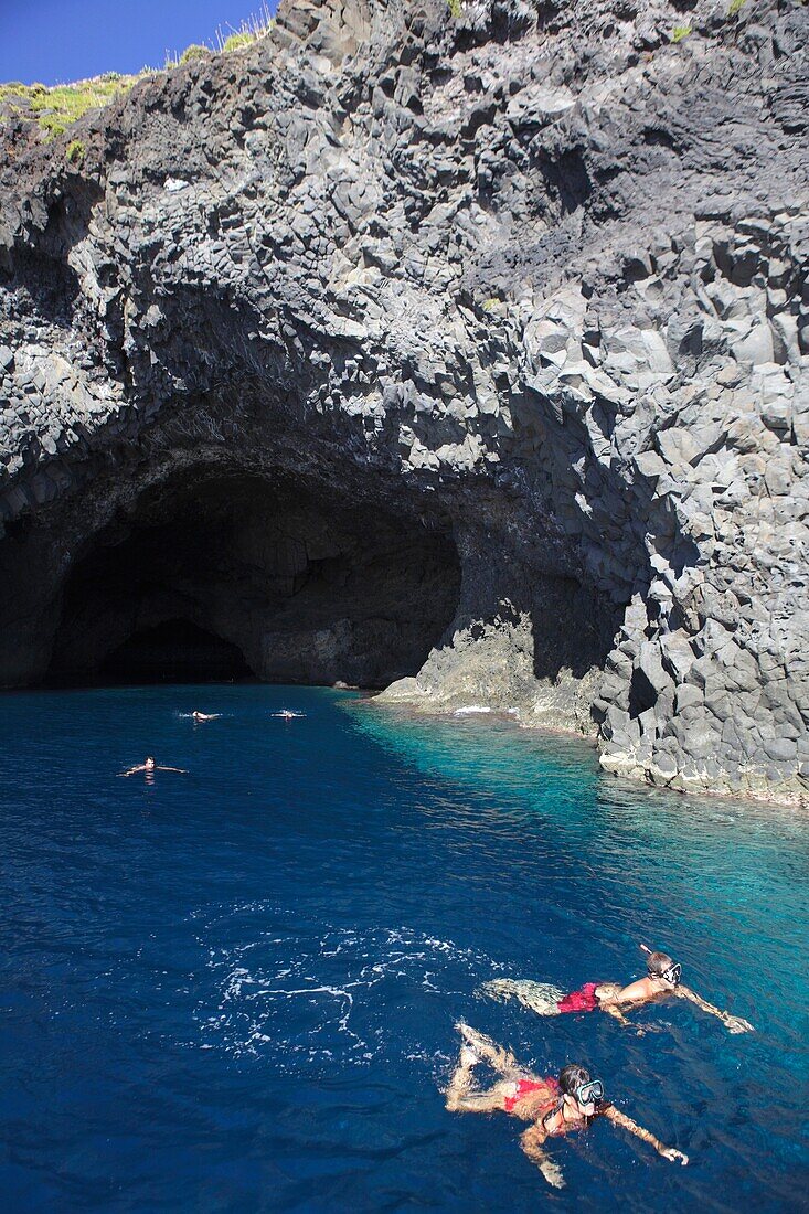 The Bue Marino Cave at Filicudi island, Aeolian Islands, Sicily, Italy
