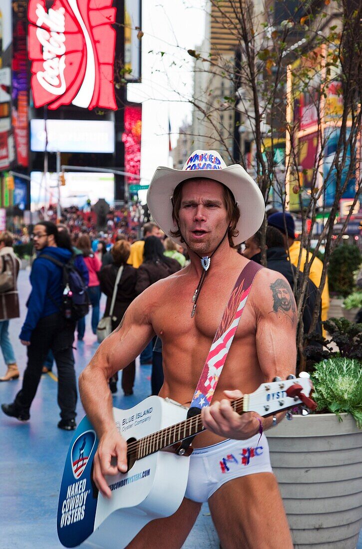 The Naked Cowboy in Times Square, New York City
