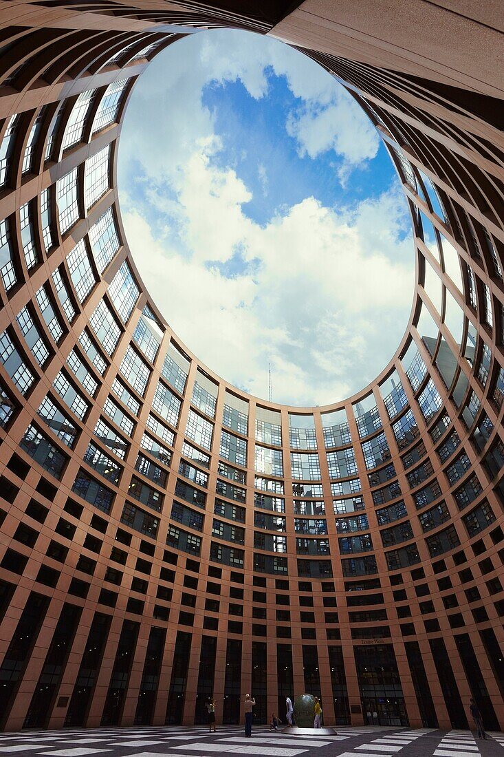 European Parliament seat, Louise Weiss building, Inner courtyard  Strasbourg, Alsace, France