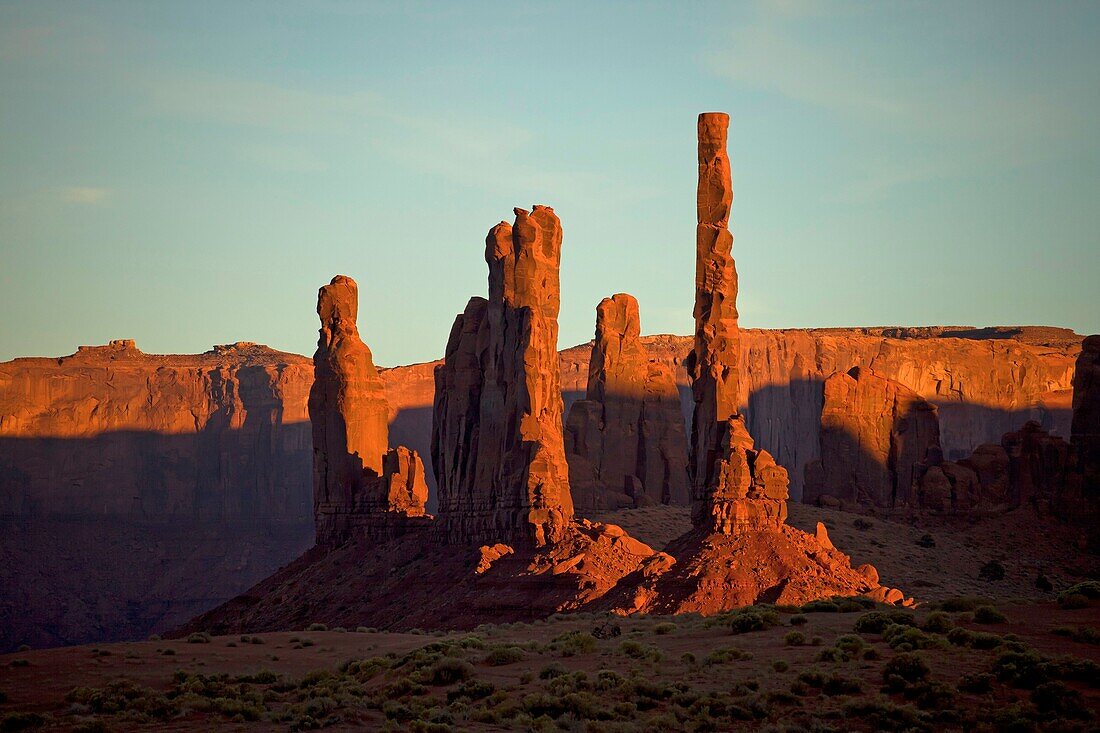 sandstone Totem Pole formation at Monument Valley Navajo Tribal Park, United States of America, USA