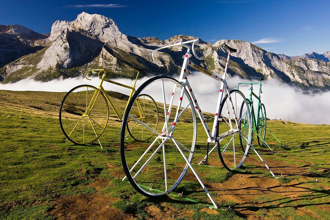 Bicycle Sculptures at the Col d´Aubisque - Cauterets - Aquitaine - Hautes Pyrenees - France - Europe