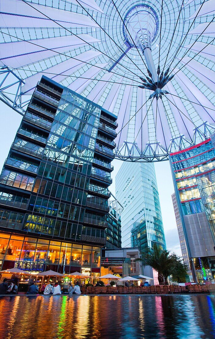 Central forum of the Sony Center, Potsdamer Platz, Posdam square, Berlin, Germany, Europe.