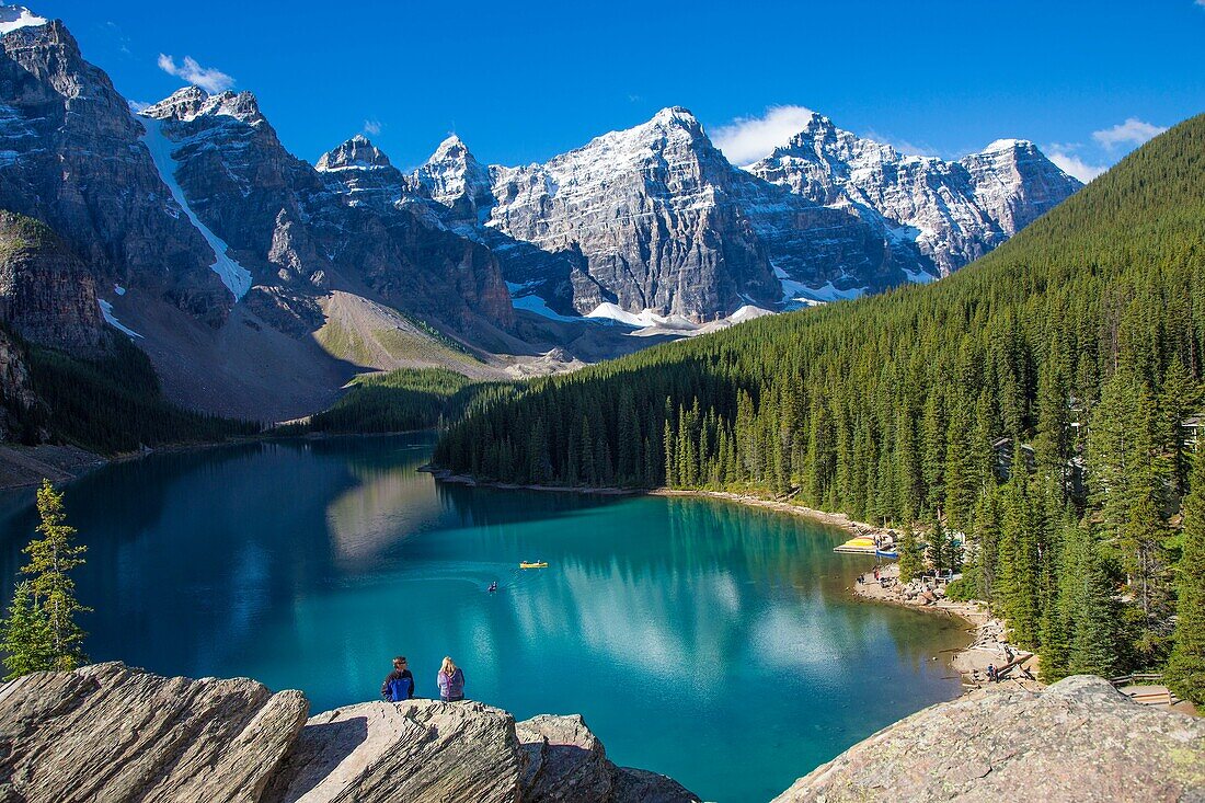 Moraine Lake in the Valley of the Ten Peaks in Banff National Park in the Canadian Rockies in Alberta Canada