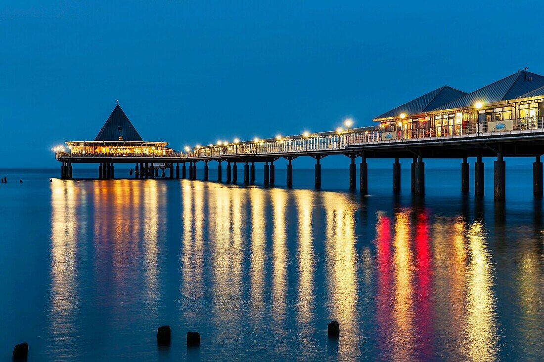 The Heringsdorf Pier is a pier at the Baltic Sea The pier is 508 meters long It was built in 1995, Heringsdorf, Usedom Island, County Vorpommern-Greifswald, Mecklenburg-Western Pomerania, Germany, Europe