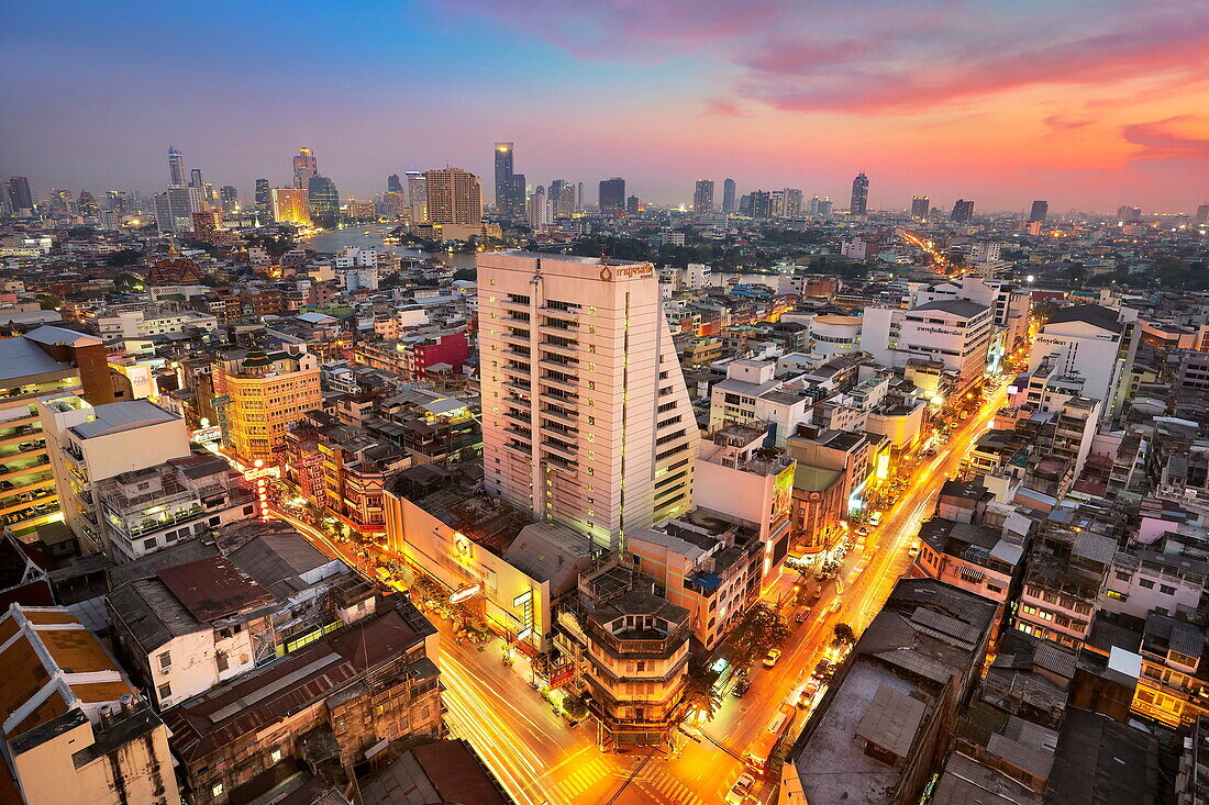 Thailand - Bangkok city view at sunset time, view from Grand China Princess Hotel, Bangkok