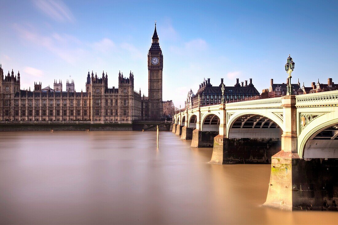 Westminster Bridge and The Houses of Parliament, London, England