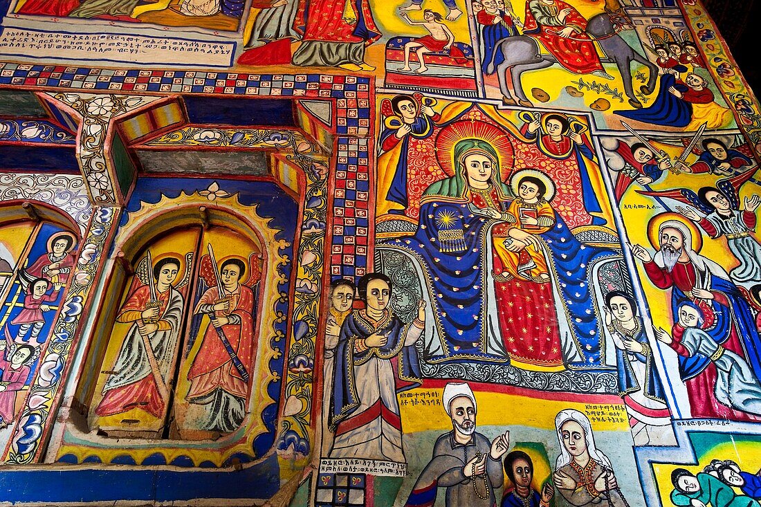 Colourful Wall Paintings, Bet Maryam Monastery, Lake Tana, Bahir Dar, Ethiopia