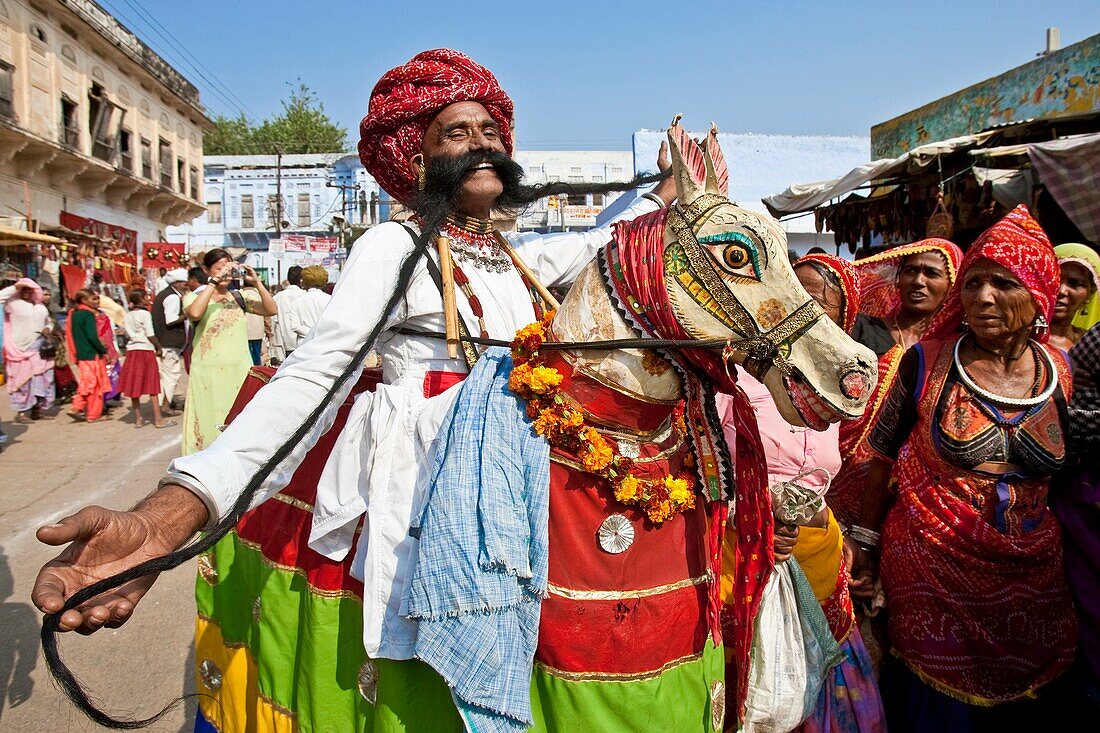 Man with the longest Moustache, Pushkar Camel Festival, Pushkar, Rajasthan, India