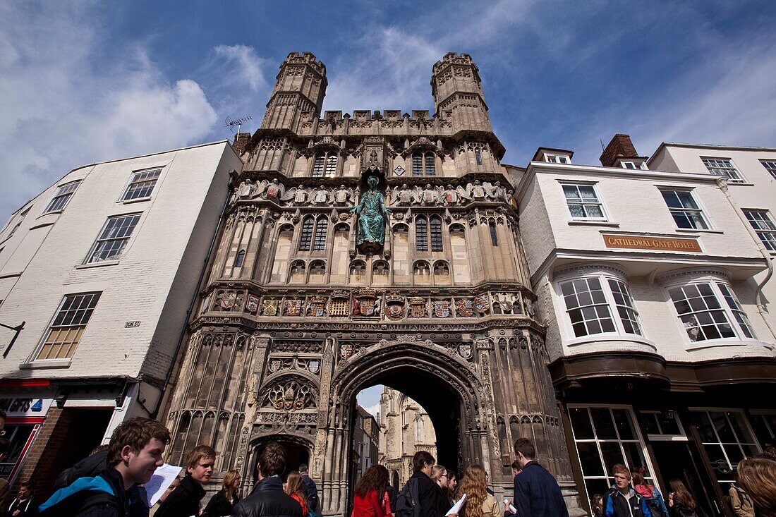 Christ Church Gate, Entrance To Canterbury Cathedral, Canterbury, Kent, Uk.