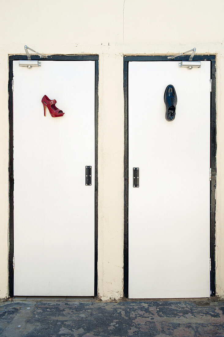 Dosfotos, nobody, Indoors, Day, Restaurant, Hackney, London, UK, Door, Shoe, Regents Canal, Toilets, Nobody, Inside, Interior, Interiors, Food And Drink, Food & Drink, Greater London, Entry, Entryway, Exit, Gate, Gateway, Color Image, Photography