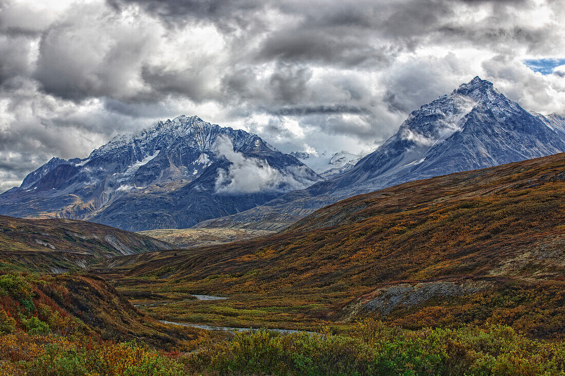 Hdr Of Haines Summit With The Three Guardsmen Mountain In The Distance, British Columbia Canada