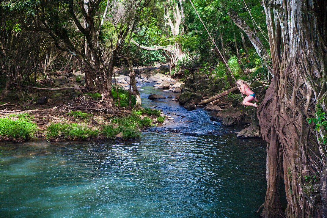 Kipu Falls Is A Secret Swimming Hole, Kauai Hawaii Usa