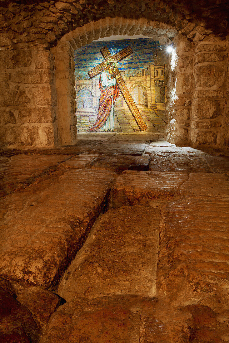View of mural with Jesus Christ, Jerusalem, Israel