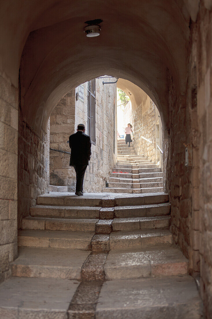 View of walkway in Old City, Jerusalem, Israel