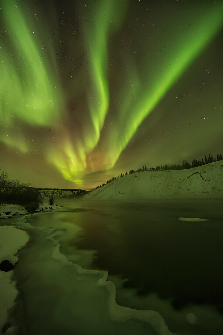 Aurora borealis over the yukon river, Yukon canada