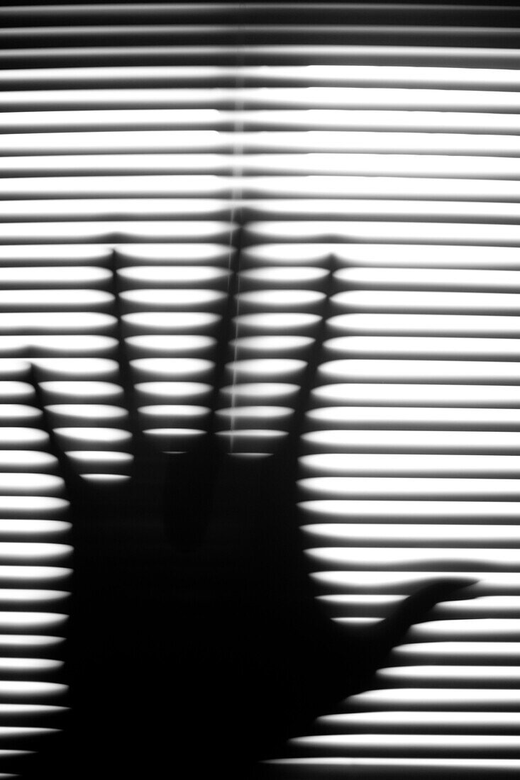 Hand Silhouette Against Blinds, Abstract