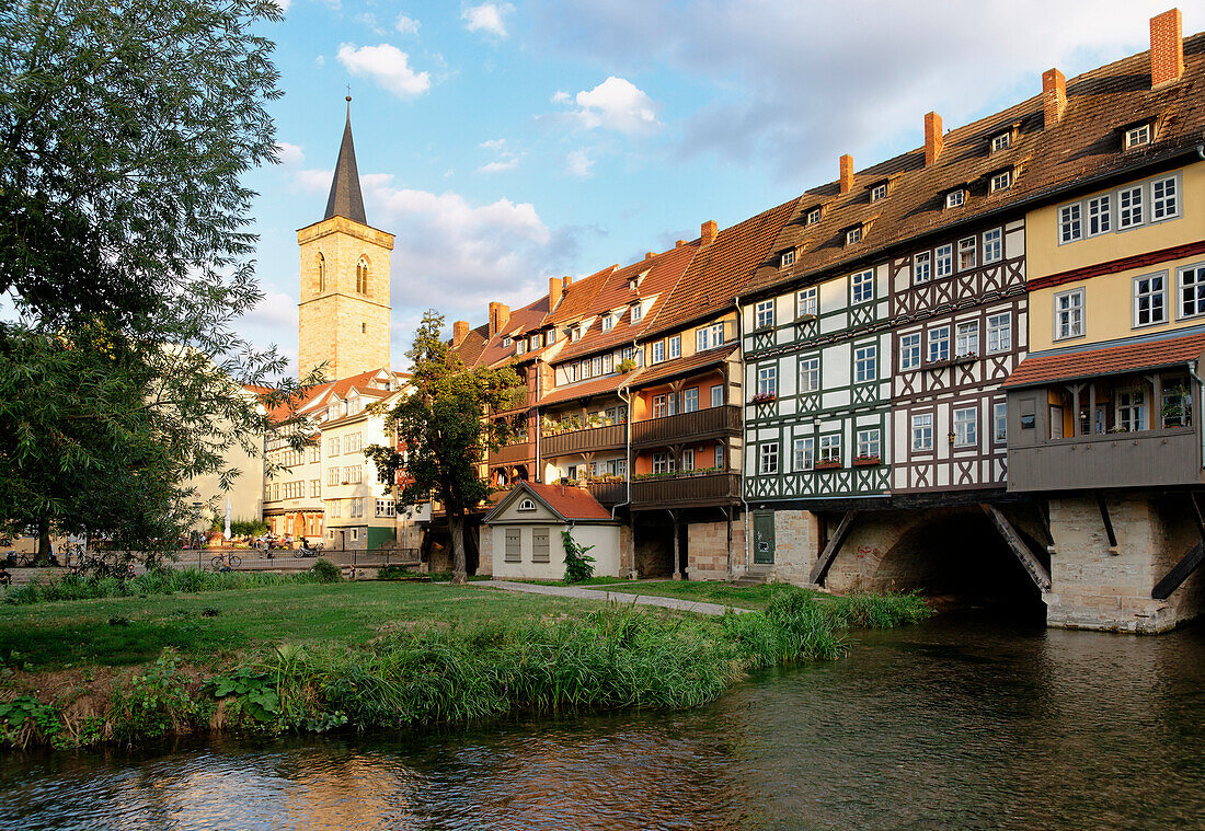 Krämerbrücke mit Fachwerkhäusern, Erfurt, Thüringen, Deutschland