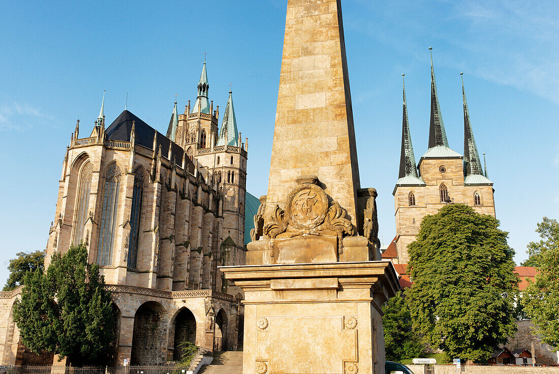 Erfurter Dom und Severikirche, Domplatz, Erfurt, Thüringen, Deutschland