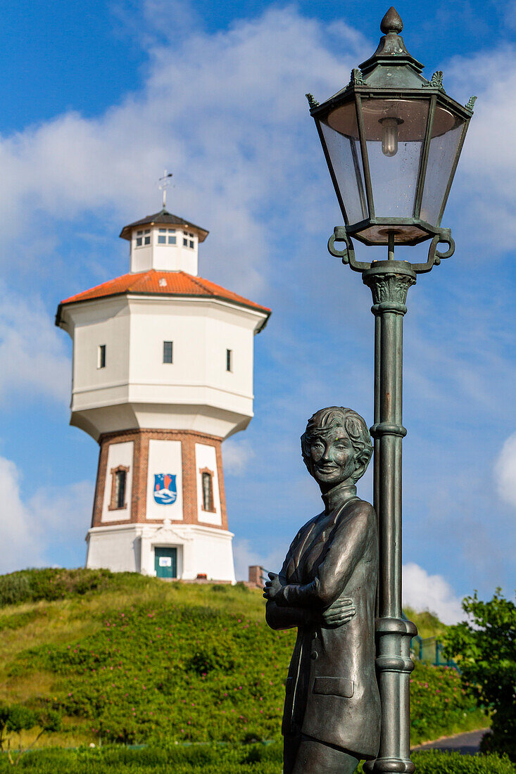 Lale Andersen memorial and water tower, Langoog Island, North Sea, East Frisian Islands, East Frisia, Lower Saxony, Germany, Europe