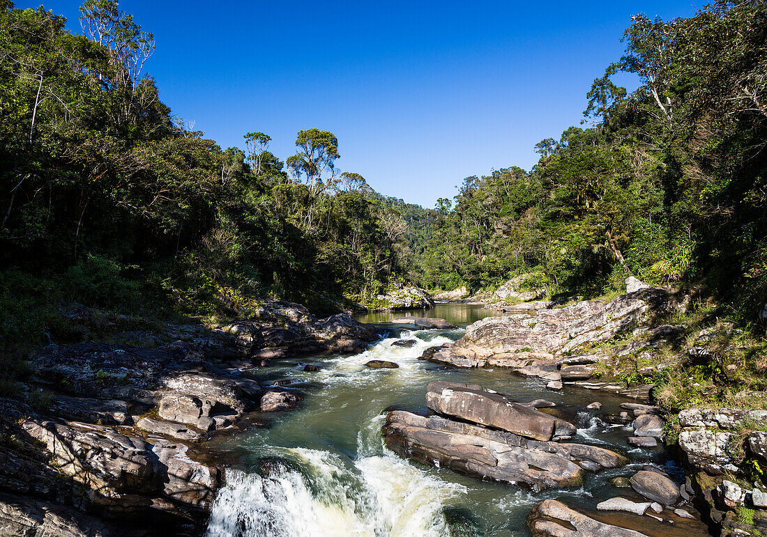 Regenwald und Namorona Fluss, Ranomafana Nationalpark, Madagaskar, Afrika