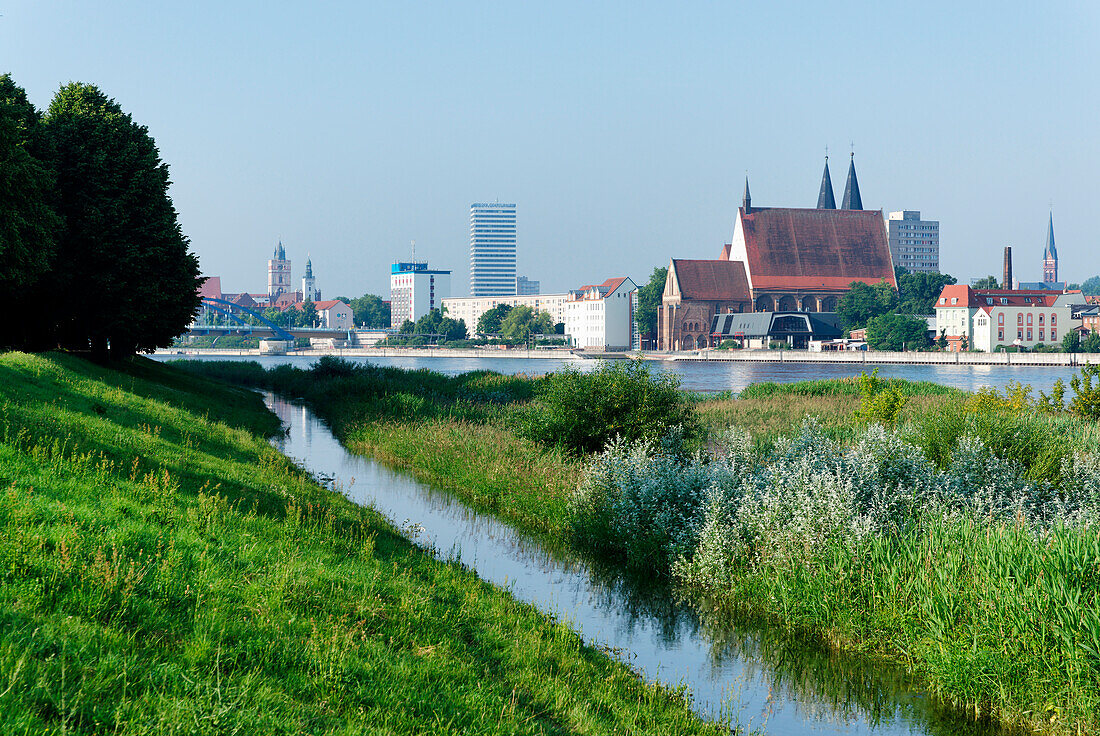View across the river Oder to Frankfurt/Oder, Brandenburg, Germany