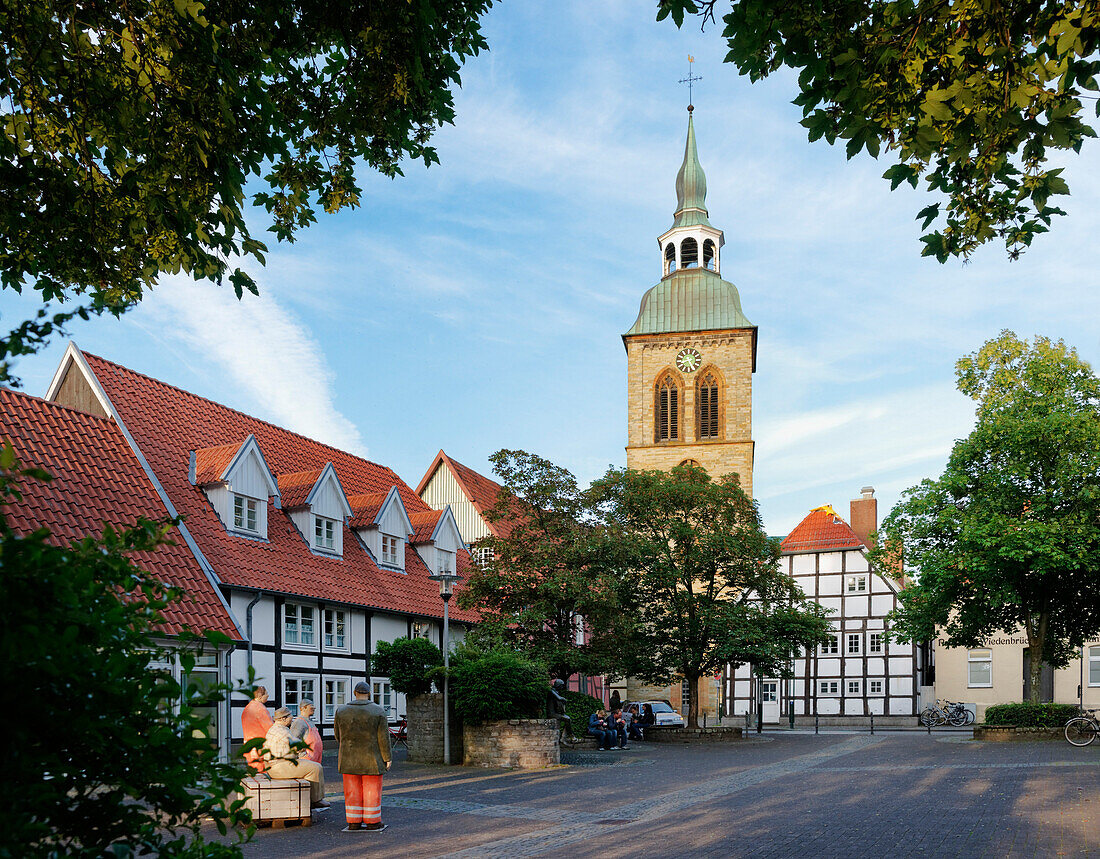 Konrad-Adenauer Square with Saint Aegidius church, Rheda-Wiedenbrueck, North Rhine-Westphalia, Germany