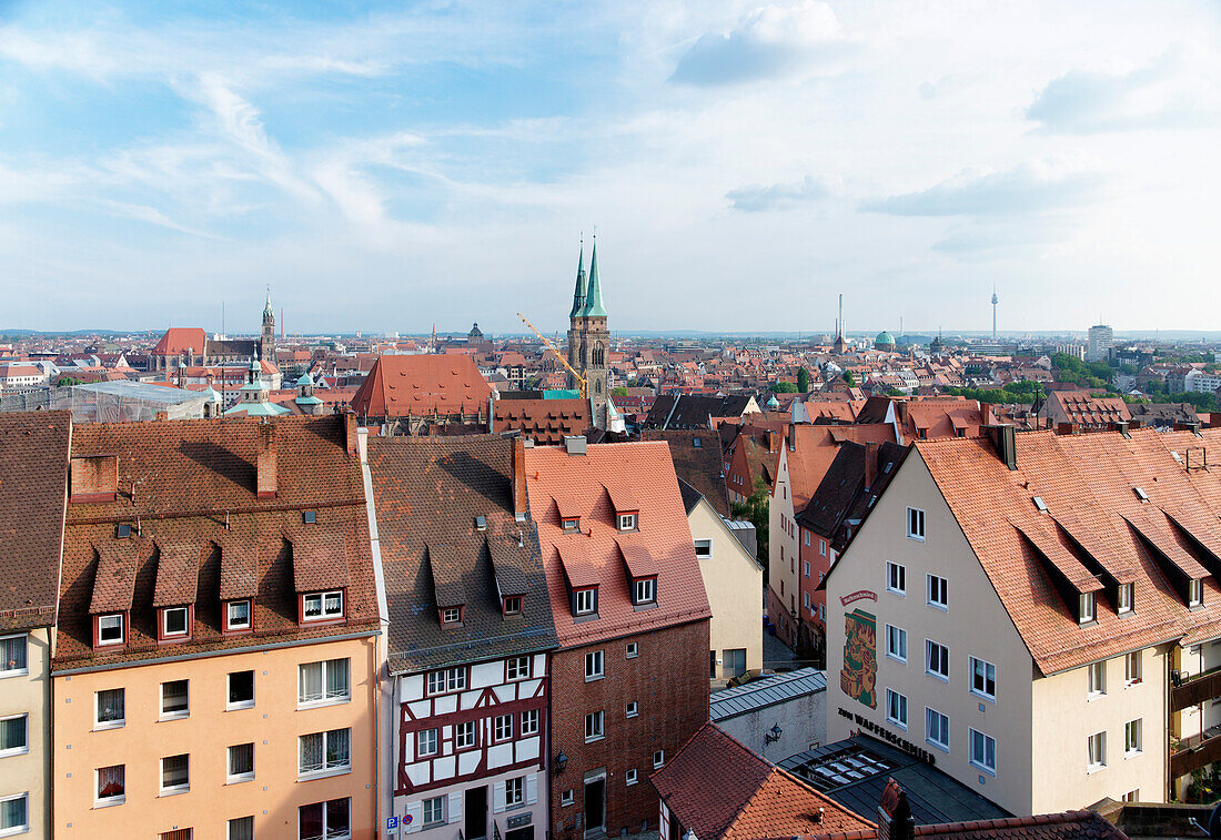 Blick von der Kaiserburg auf Nürnberg, Mittelfranken, Bayern, Deutschland