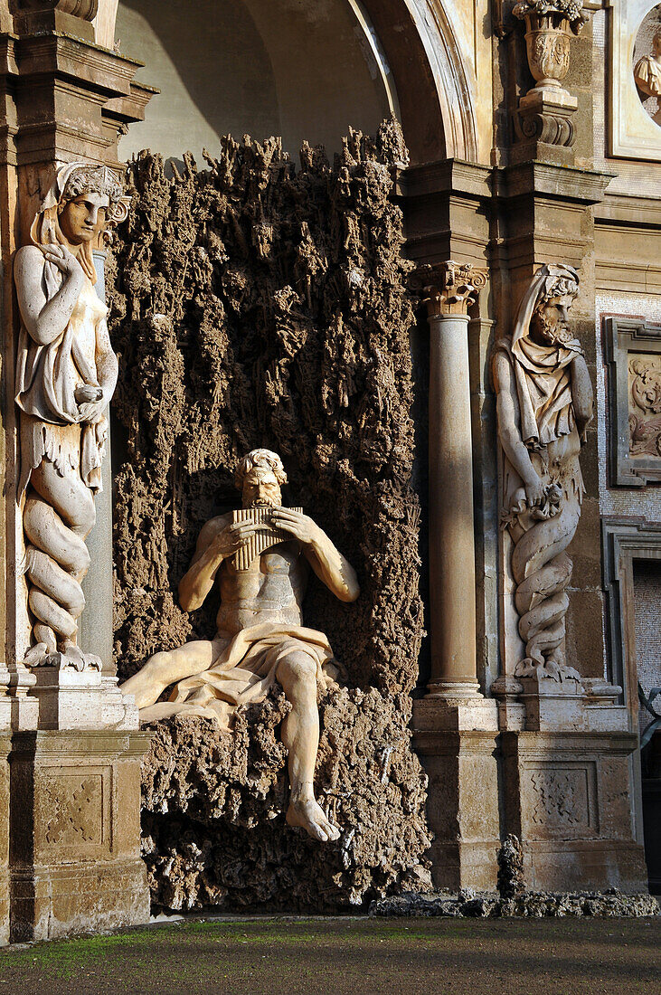 Water theatre in the Park of Villa Aldobrandini, Frascati near Rome, Alban hills, Latium, Italy