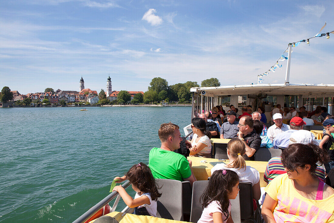 Sightseeing boat in front of Lindau, Lake Constance, Swabian, Bavaria, Germany, Europe