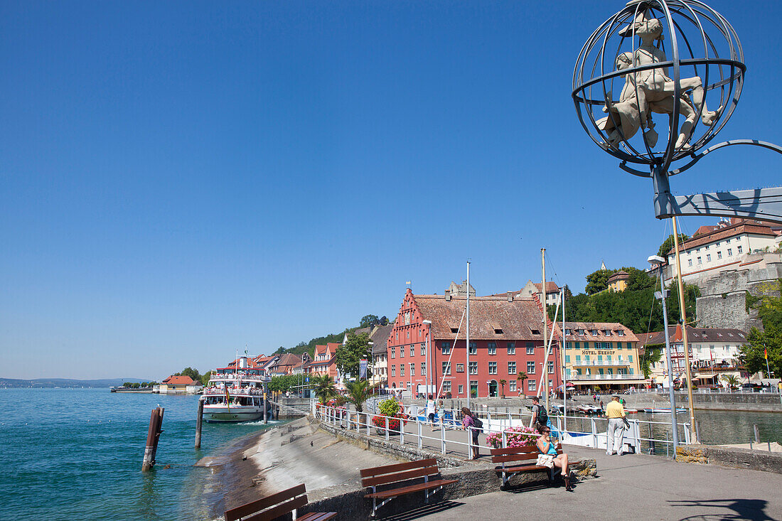 Harbour and historical center of Meersburg, Lake Constance, Swabia, Baden-Wuerttemberg, Germany, Europe