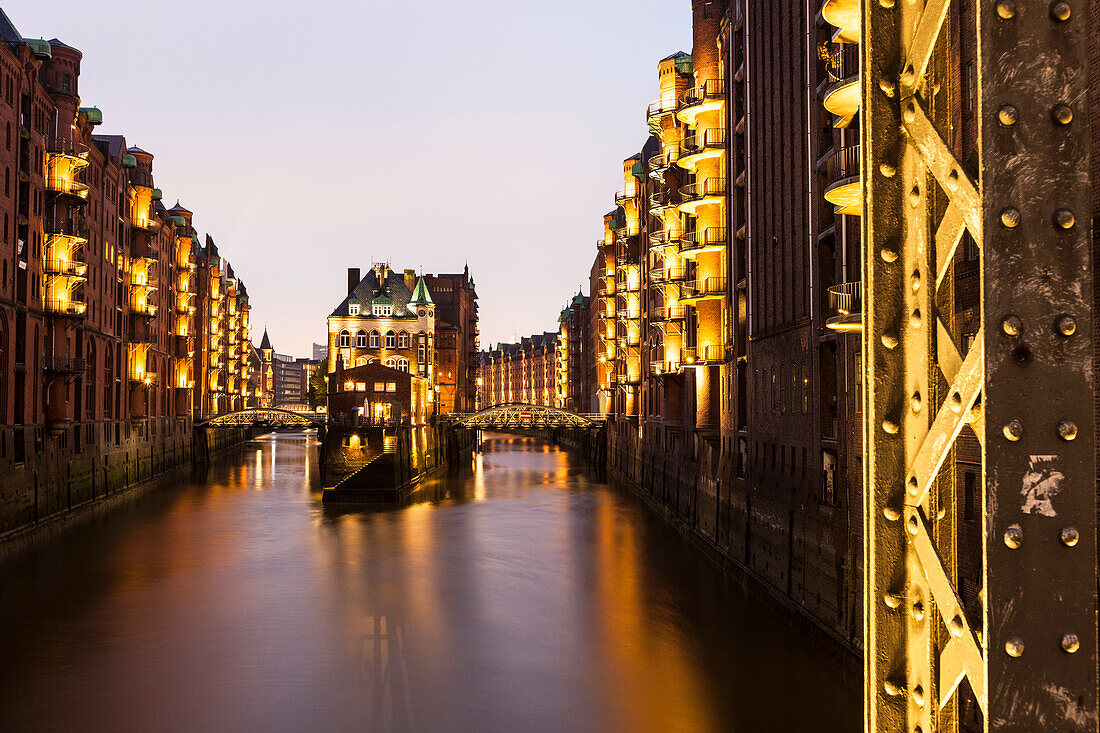 Wasserschloss Speicherstadt in the evening, Speicherstadt, Hamburg, Germany