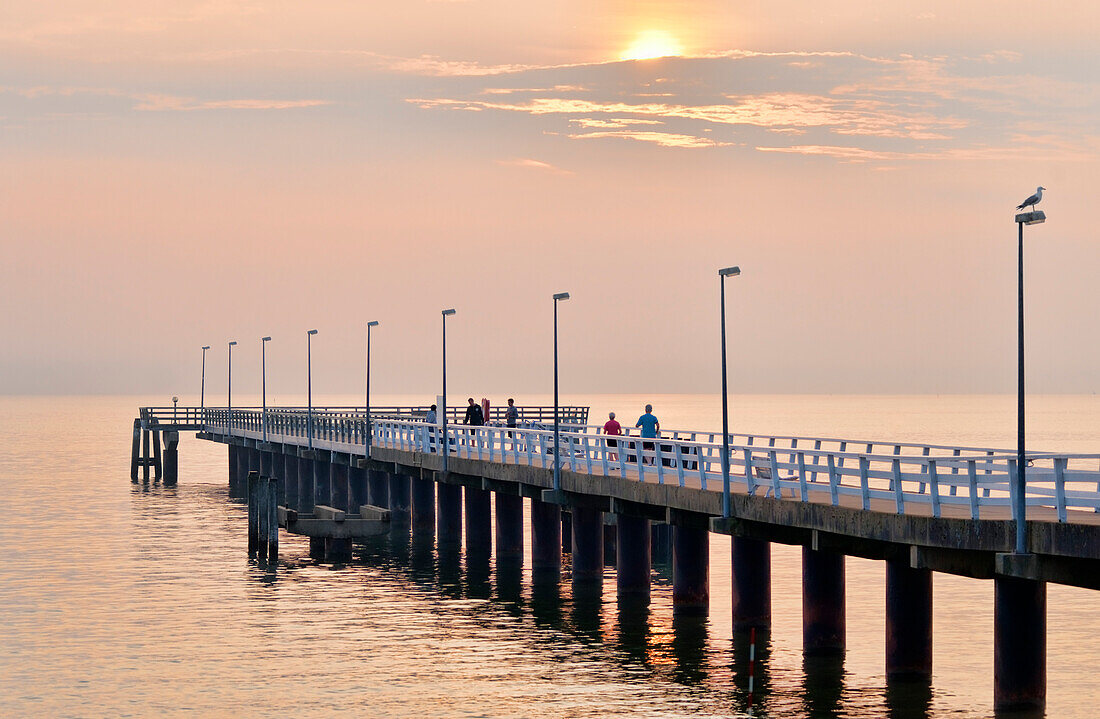 Pier in the evening, Baltic Sea, Timmendorfer Strand, Schleswig-Holstein, Germany