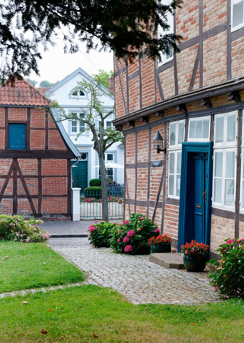 Half-timbered houses on Kirchplatz square, Eutin, Schleswig-Holstein, Germany