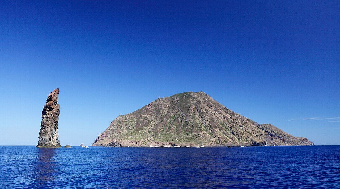 The rock called La Canna at Filicudi island Aeolian islands Sicily Italy