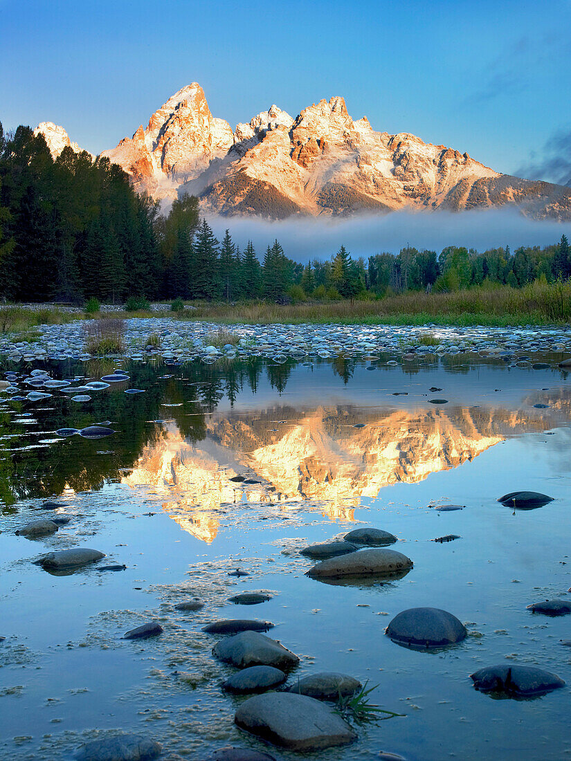 Teton Range reflected in water, Grand Teton National Park, Wyoming