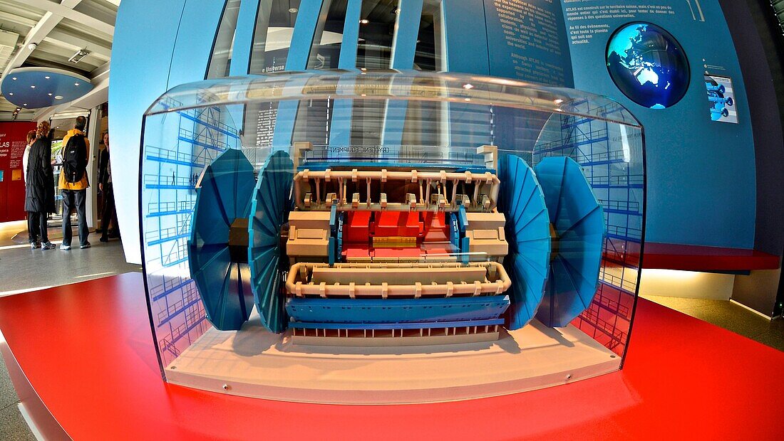 Switzerland, Geneva, Miniature of ATLAS Detector, CERN
