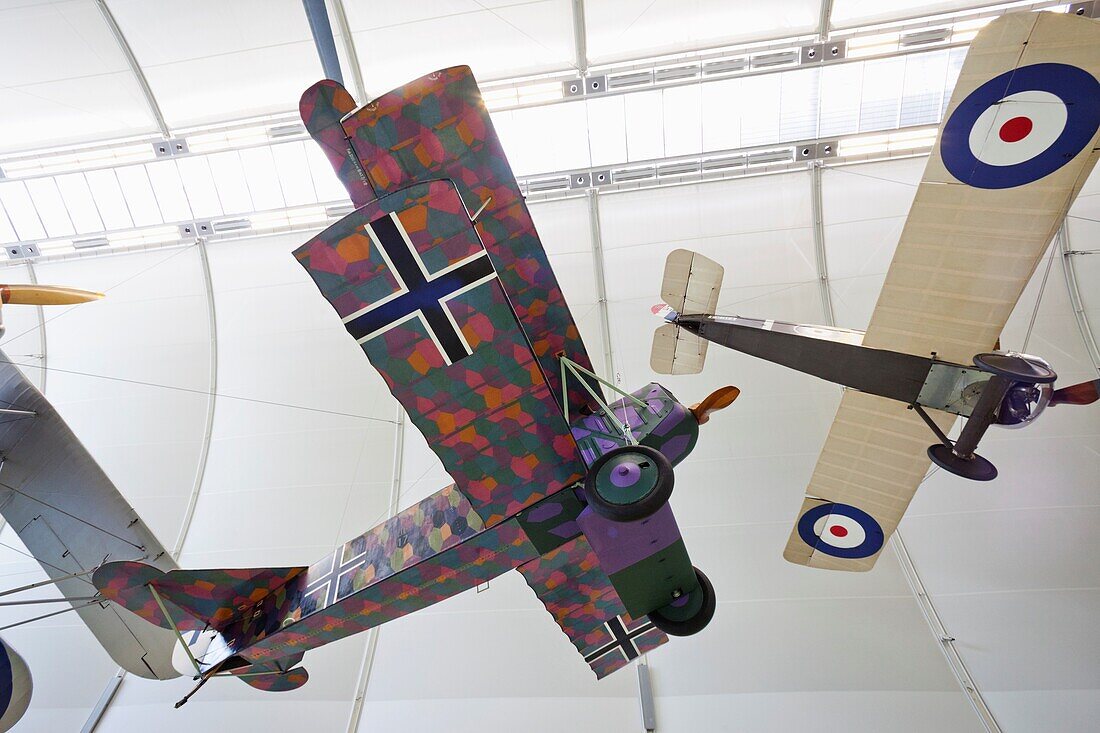 UK, England, London, Hendon, The Royal Airforce Museum, Display of WWI Fighter Aircraft