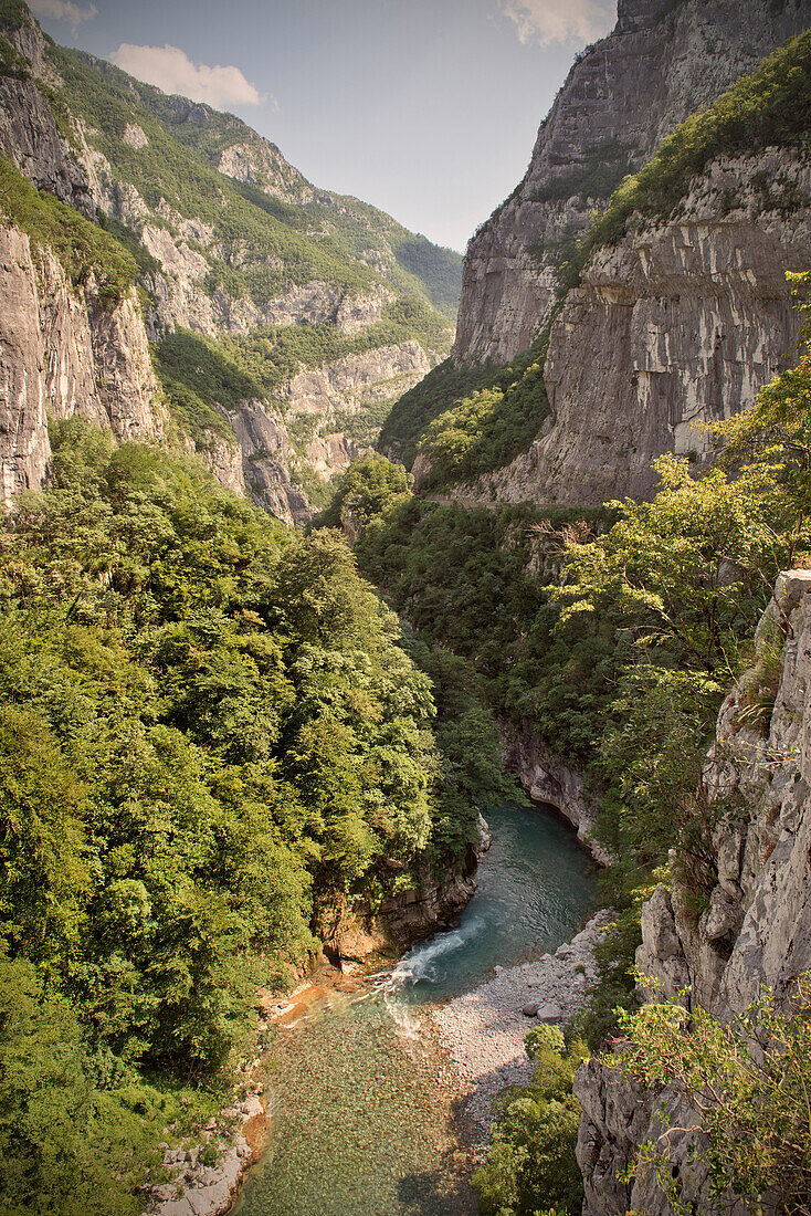 Moraca river in the Moraca Canyon near Podgorica, Montenegro, Western Balkan, Europe