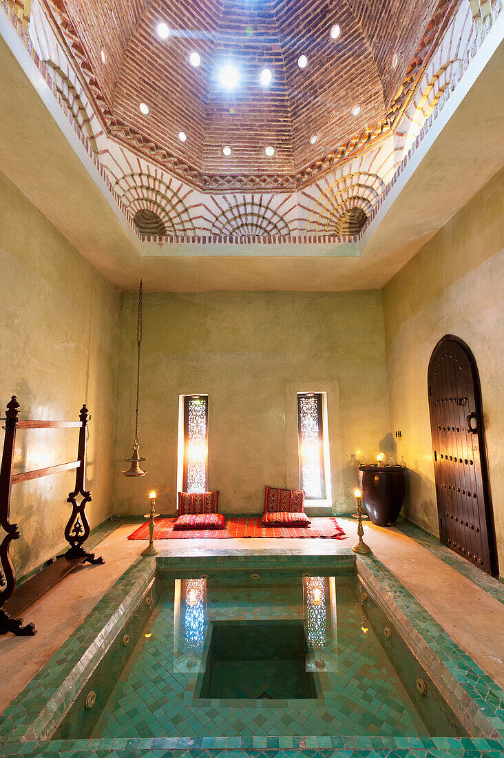 Small pool in spa of Dar Ahlam hotel, Skoura, Morocco