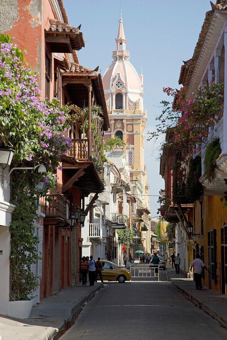 Colombia, View towards Cathedral, Cartagena