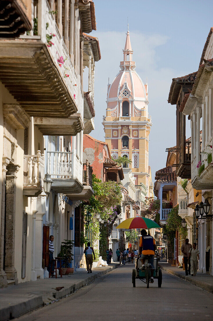 Colombia, View towards Cathedral, Cartagena